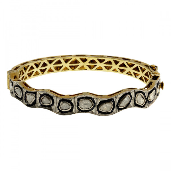 Gold Plated Bracelet with Table Cut Diamonds