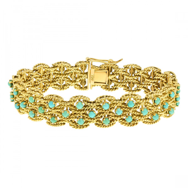 K18 Gold Vintage Bracelet with Turquoise