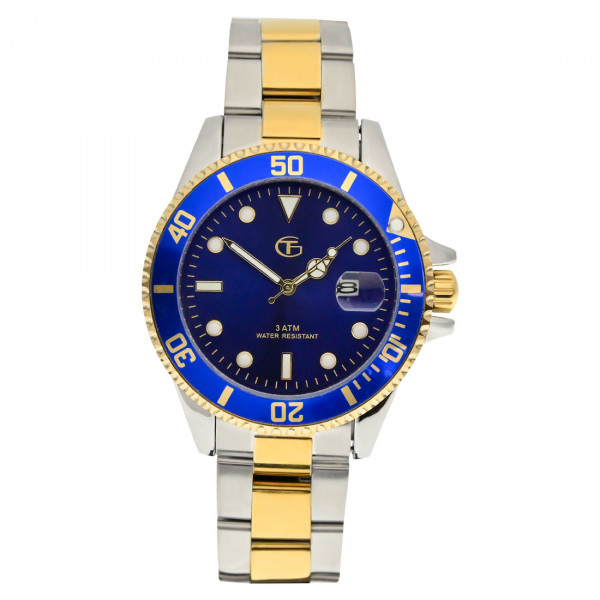 GT Watch Stainless Steel with Blue Rotatable Bezel