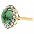  K18 Gold Ring Vintage Turquoise and Diamonds