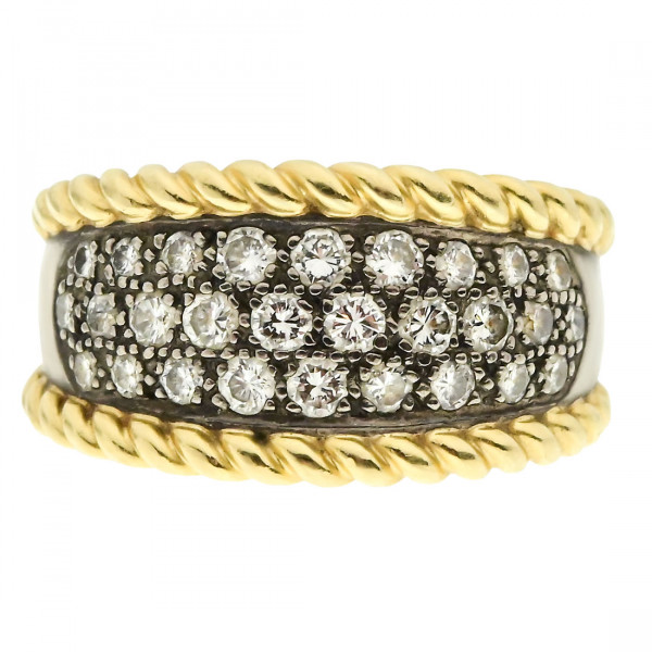 K18 White and Yellow Gold Ring with Diamonds