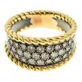 K18 White and Yellow Gold Ring with Diamonds