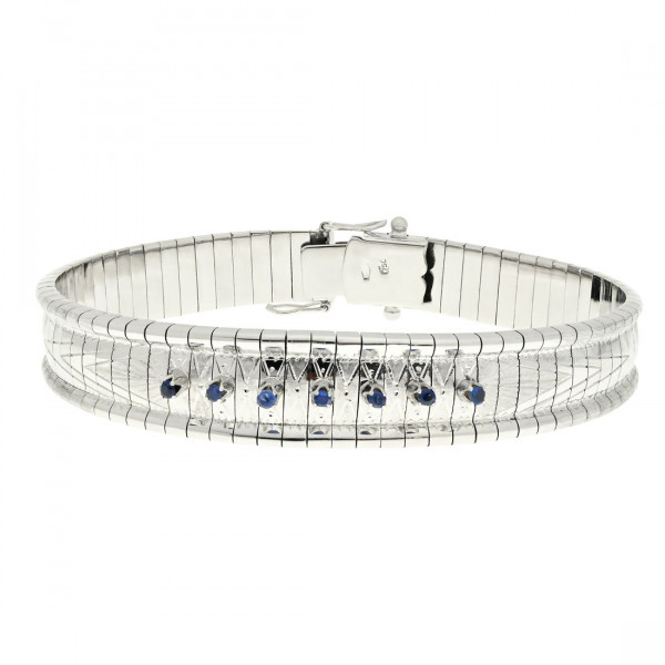  Vintage K18 White Gold Bracelet with Sapphires