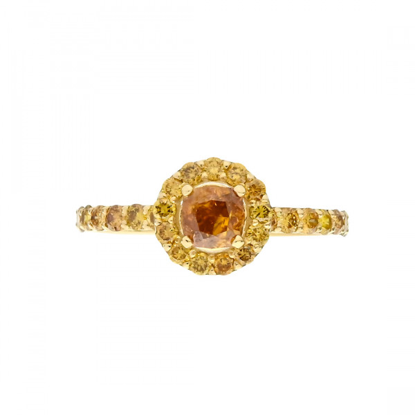 Xρυσό Κ14 Δαχτυλίδι με Natural Fancy Deep Yellowish Orange Diamond