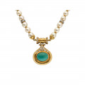 Necklace with Japanese Pearls and Persian Turquoise