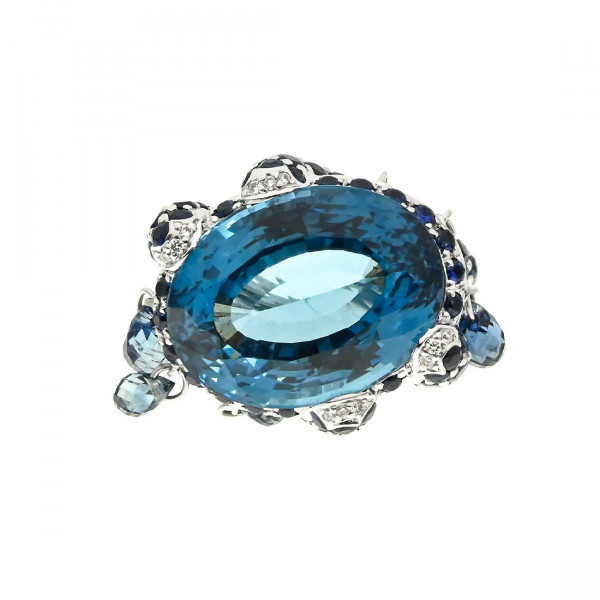 Λευκό Χρυσό Κ18 Δαχτυλίδι με London Blue Topaz 