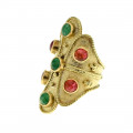 K14 Gold Ring with Emeralds and Rubies