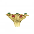 K14 Gold Ring with Emeralds and Rubies